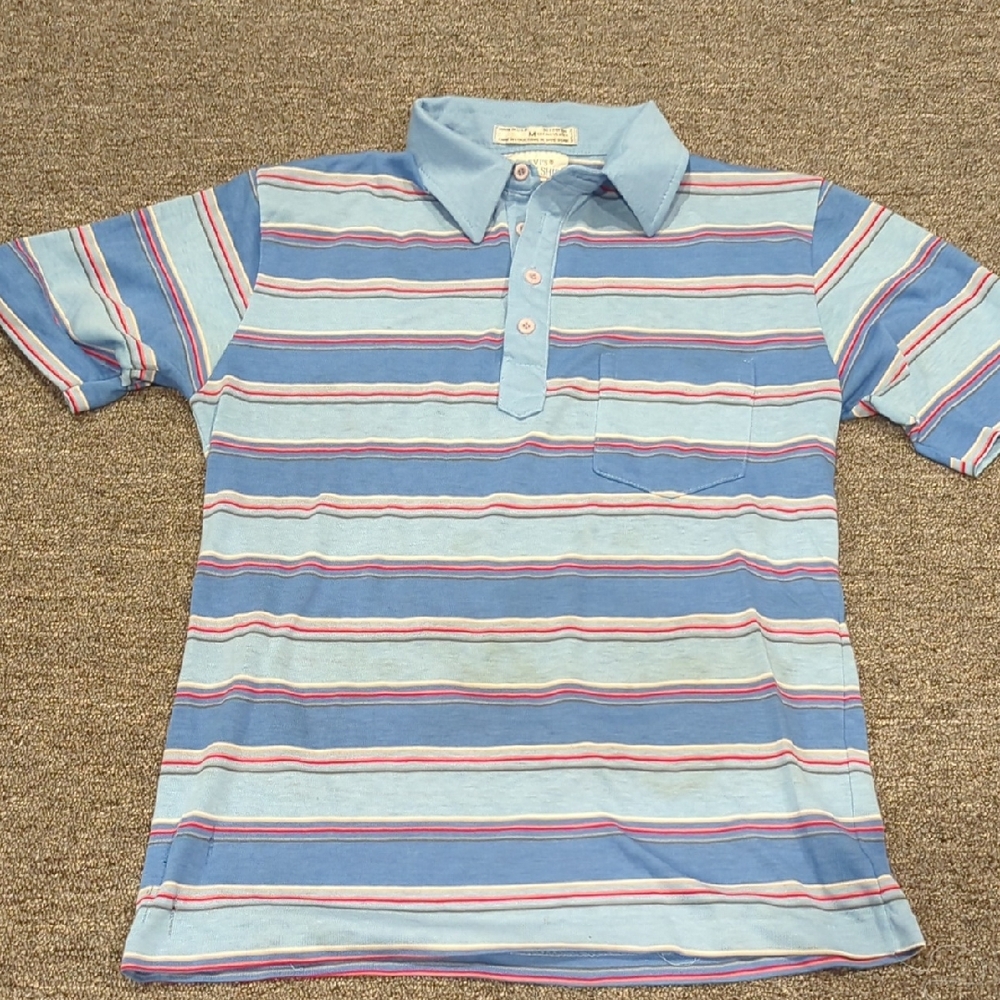 Levi's Blue and Red Polo Shirt Classic Striped Design